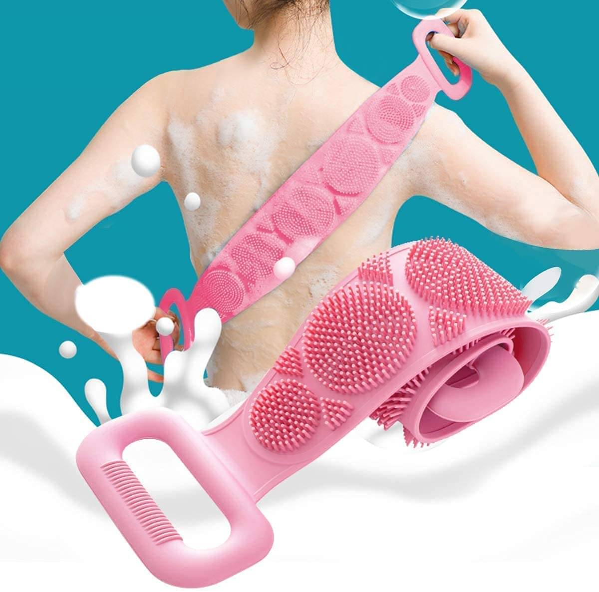     			Silicone Body Back Scrubber, Double Side Bathing Brush for Skin Deep Cleaning Massage for Shower