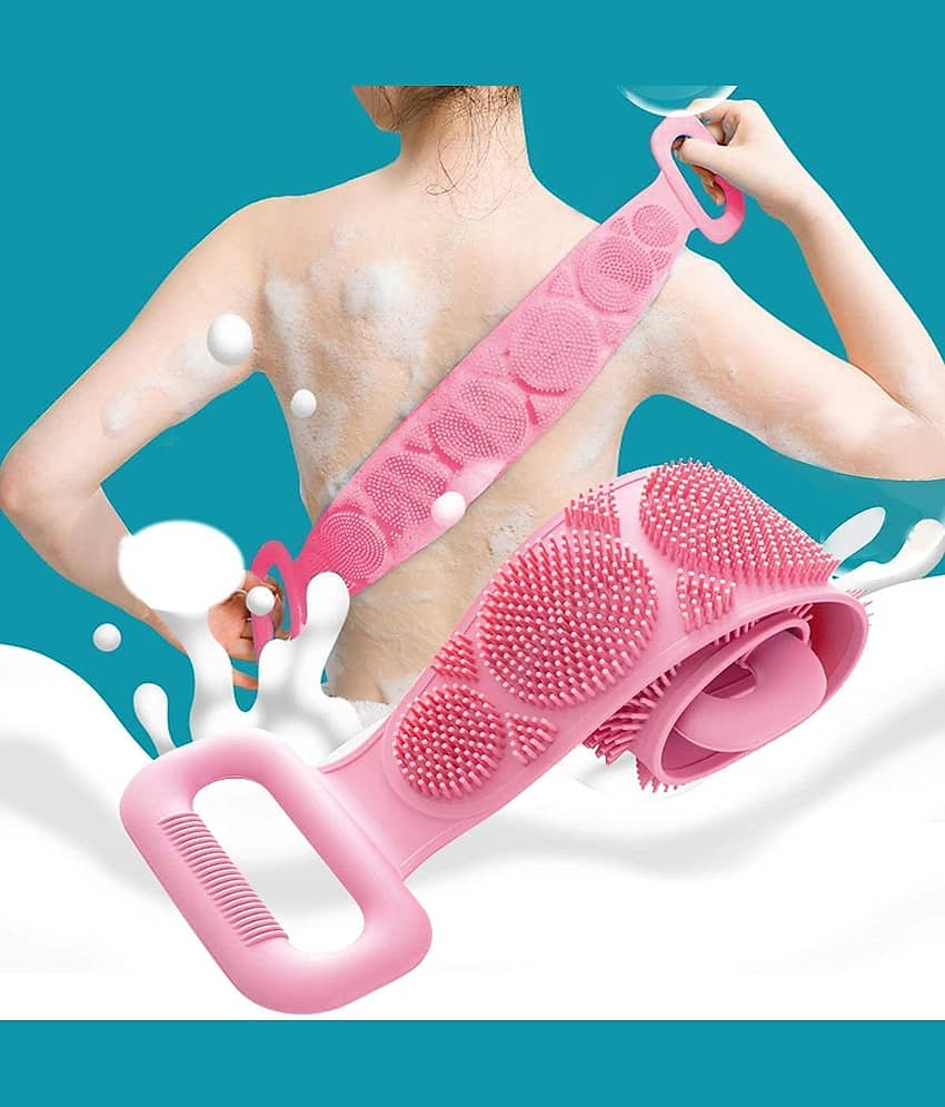 Allura Double Side back Silicon body scruber belt Short Handle Body Brush Allura Double Side back Silicon body scruber belt Short Handle Body Brush