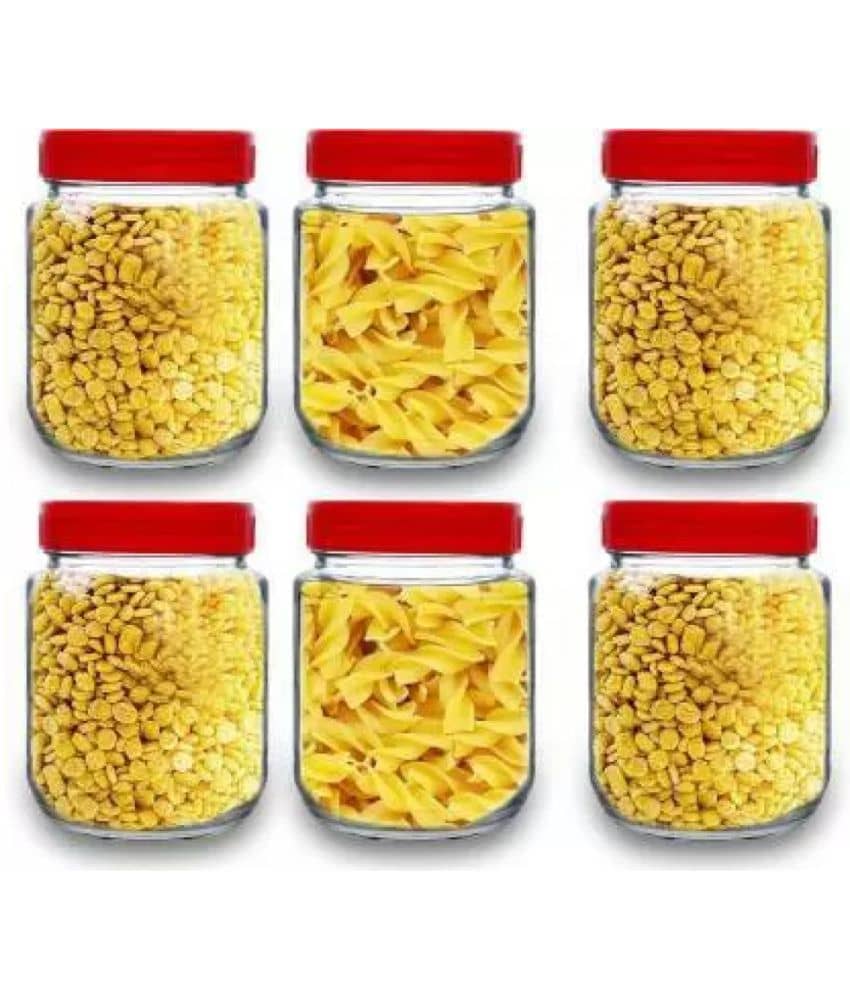 skwaion - Red Glass Food Container ( Set of 6 ) - 35 ml