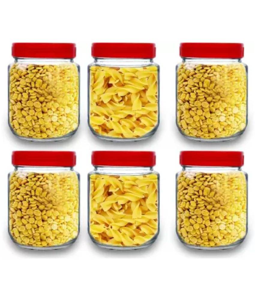     			skwaion Glass Red Spice Container ( Set of 6 )