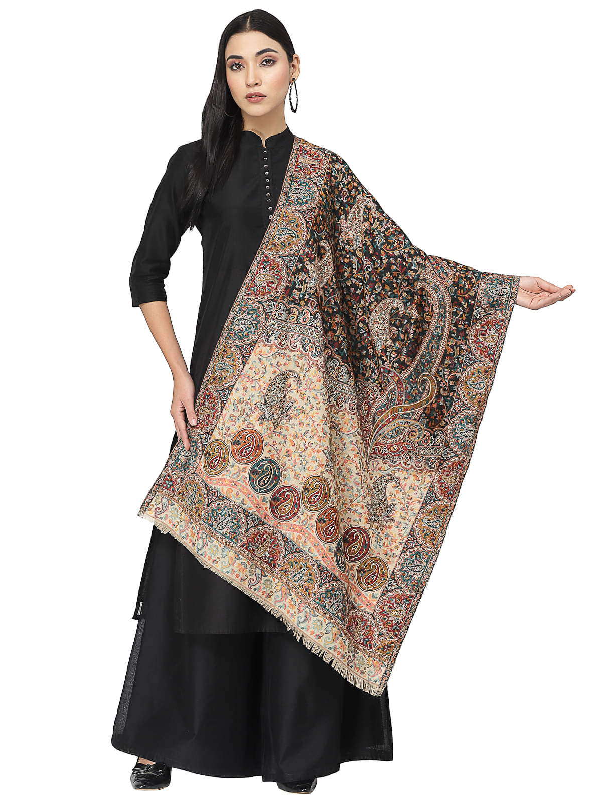 Anekaant Beige Self Design Shawl - ( Pack of 1 ) Anekaant Beige Self Design Shawl - ( Pack of 1 )