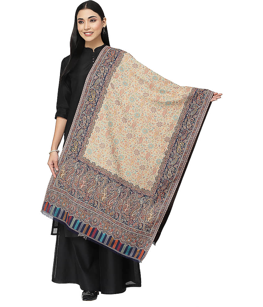 Anekaant Beige Self Design Shawl - ( Pack of 1 ) - Dupattas & Shawls | Buy online on ZillyBuy