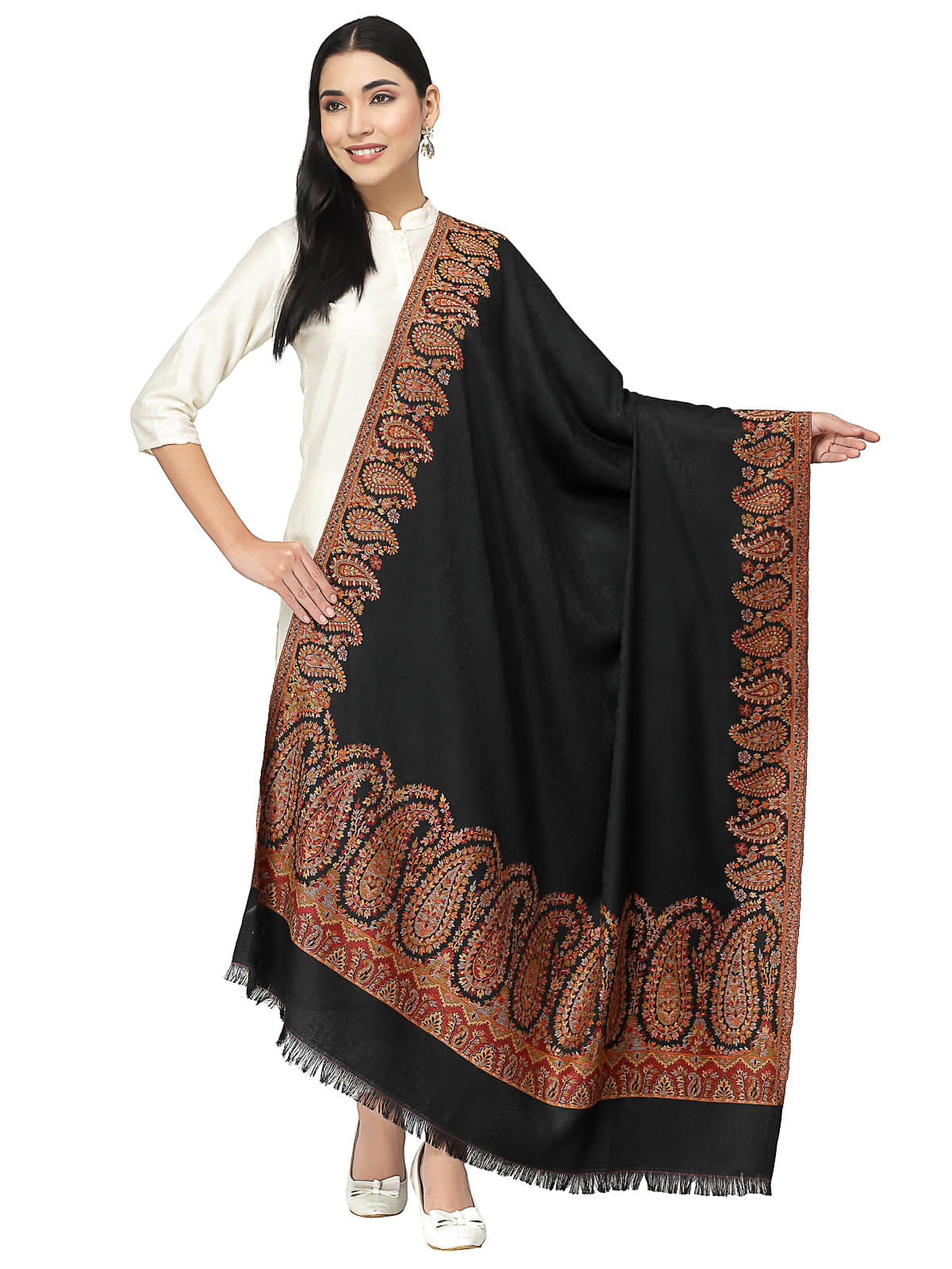 Anekaant Black Self Design Shawl - ( Pack of 1 ) Anekaant Black Self Design Shawl - ( Pack of 1 )