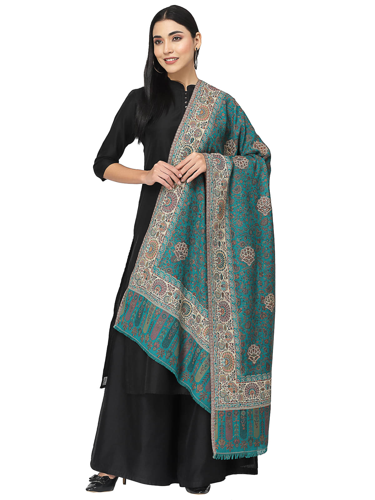     			Anekaant Green Self Design Shawl - ( Pack of 1 )
