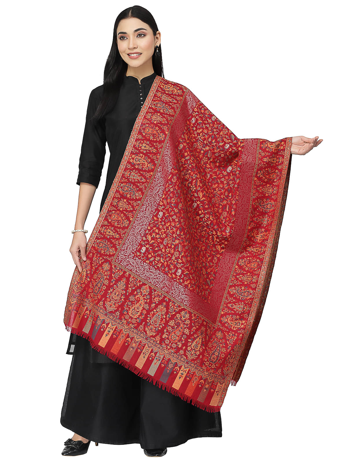 Anekaant Maroon Self Design Shawl - ( Pack of 1 ) Anekaant Maroon Self Design Shawl - ( Pack of 1 )