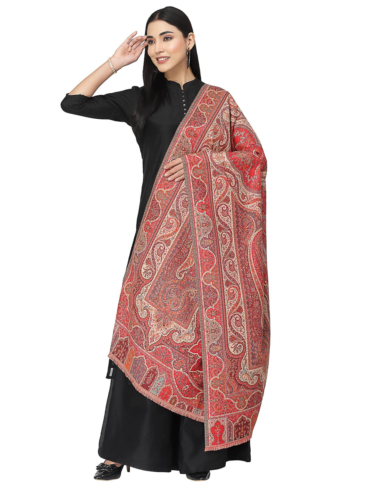 Anekaant Red Self Design Shawl - ( Pack of 1 ) Anekaant Red Self Design Shawl - ( Pack of 1 )