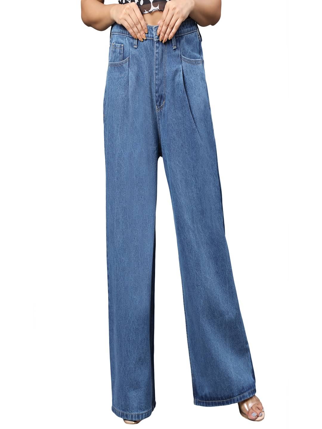     			AngelFab - Light Blue Denim Flared Women's Jeans ( Pack of 1 )
