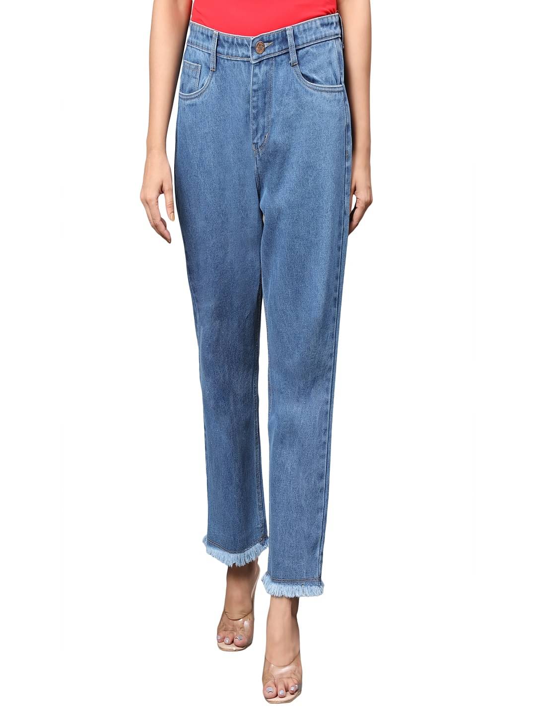     			AngelFab - Light Blue Denim Straight Fit Women's Jeans ( Pack of 1 )