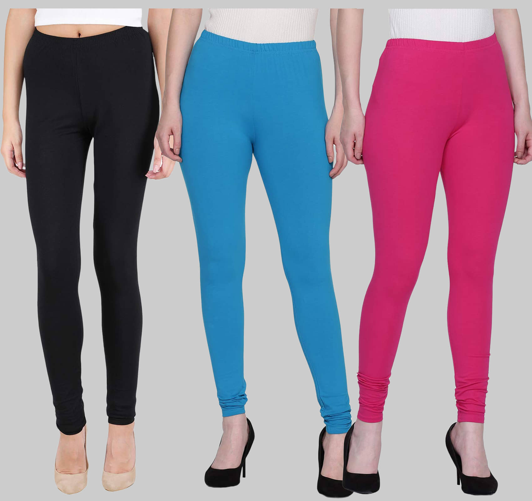 FnMe - Multicolor Cotton Women's Leggings ( Pack of 3 )