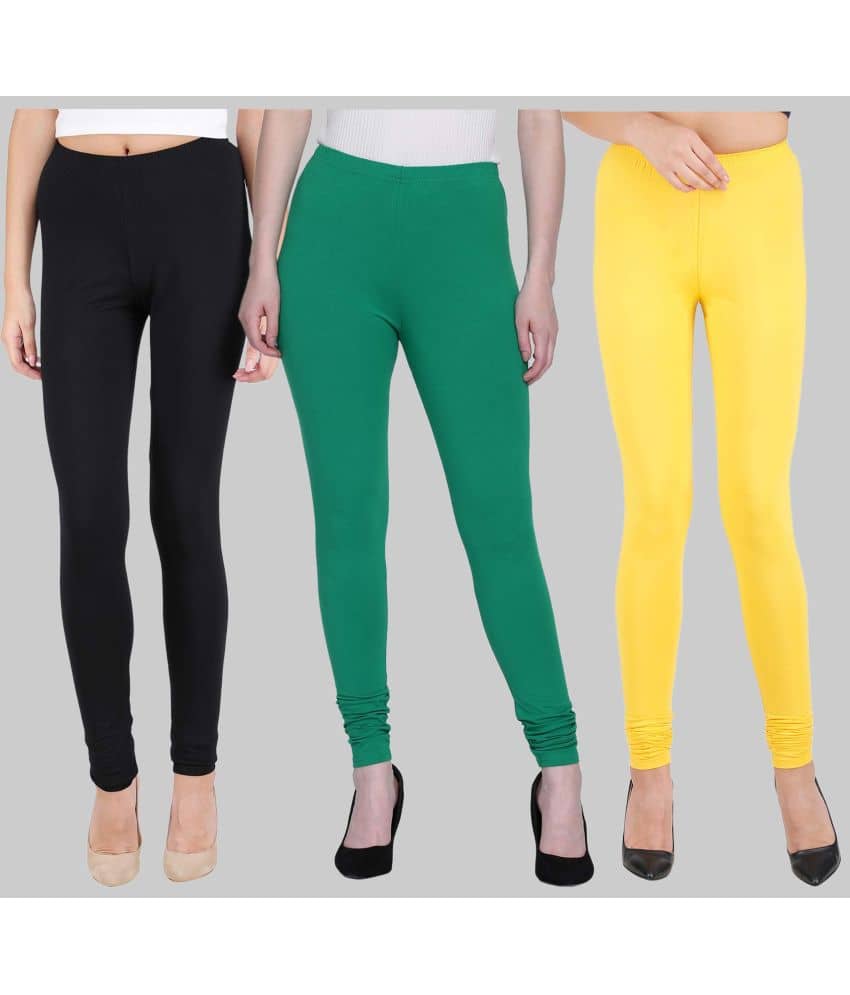 FnMe - Multicolor Cotton Women's Leggings ( Pack of 3 )
