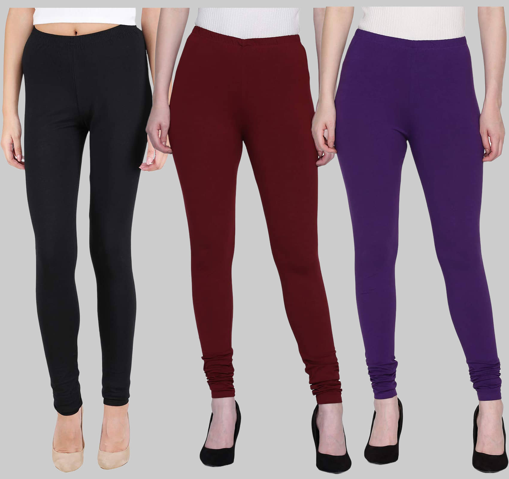 FnMe - Multicolor Cotton Women's Leggings ( Pack of 3 )