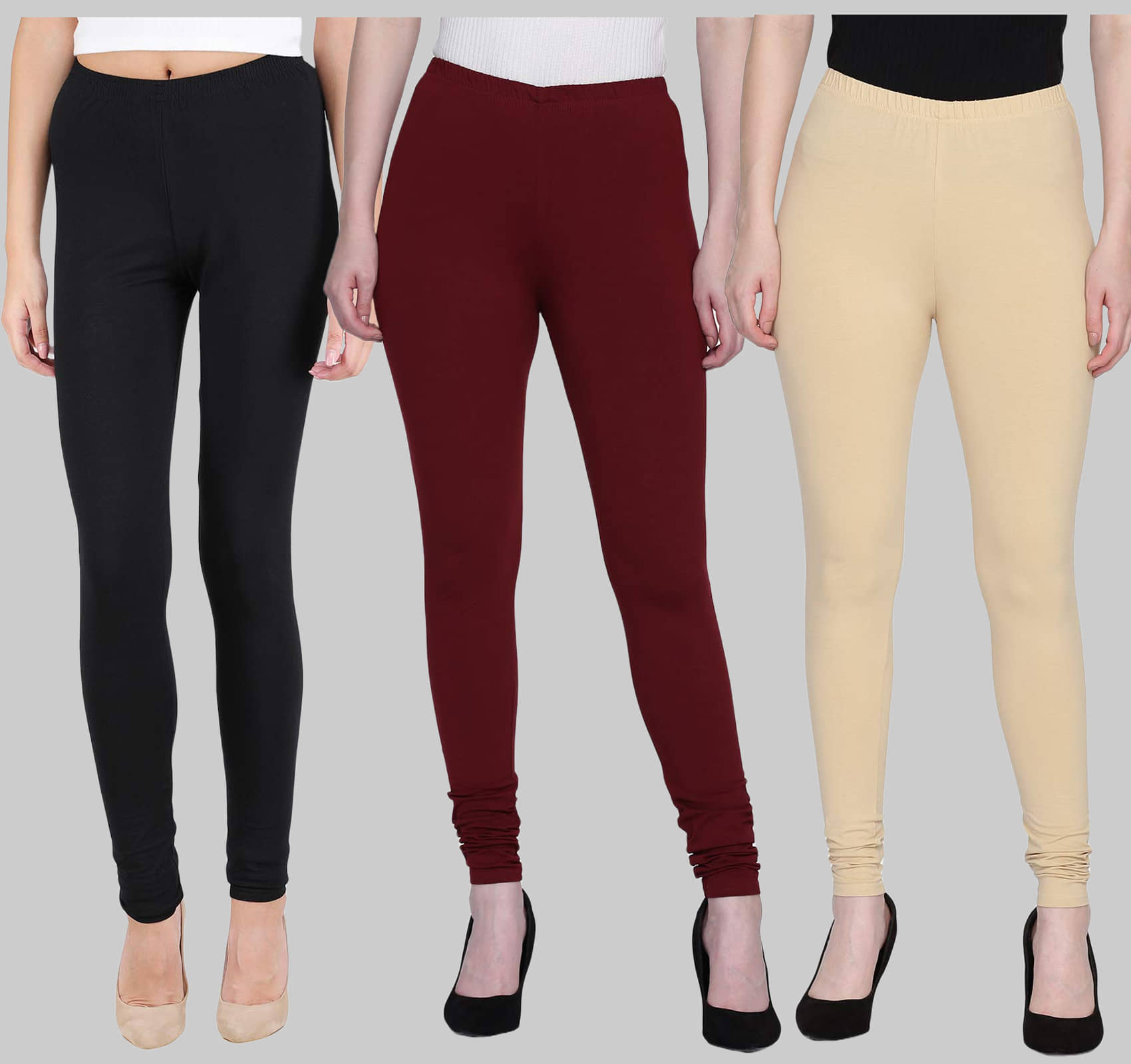 FnMe - Multicolor Cotton Women's Leggings ( Pack of 3 )