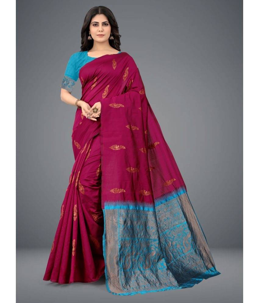Om Shantam Sarees Art Silk Embellished Saree With Unstitched Blouse Piece ( Magenta ) Om Shantam Sarees Art Silk Embellished Saree With Unstitched Blouse Piece ( Magenta )