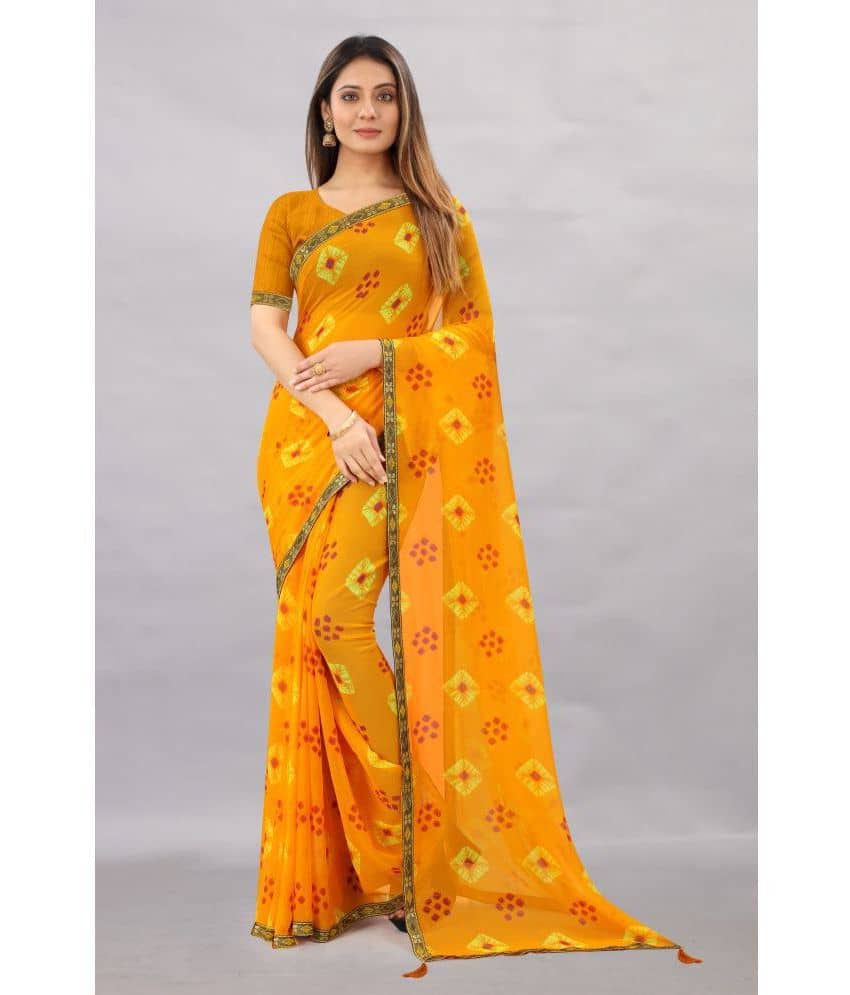Rhey Chiffon Printed Saree With Unstitched Blouse Piece ( Green ) - Sarees | Buy online on ZillyBuy