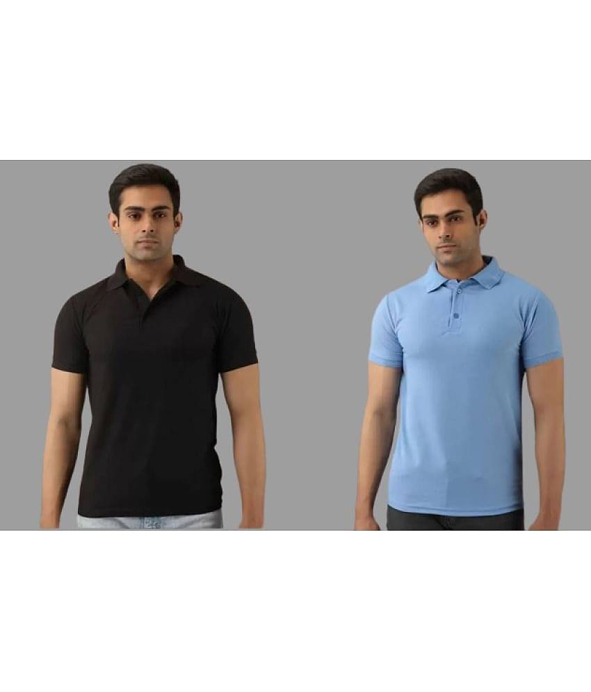 SKYRISE Pack of 2 Cotton Blend Slim Fit Solid Half Sleeves Men's Polo T Shirt ( Multicolor )