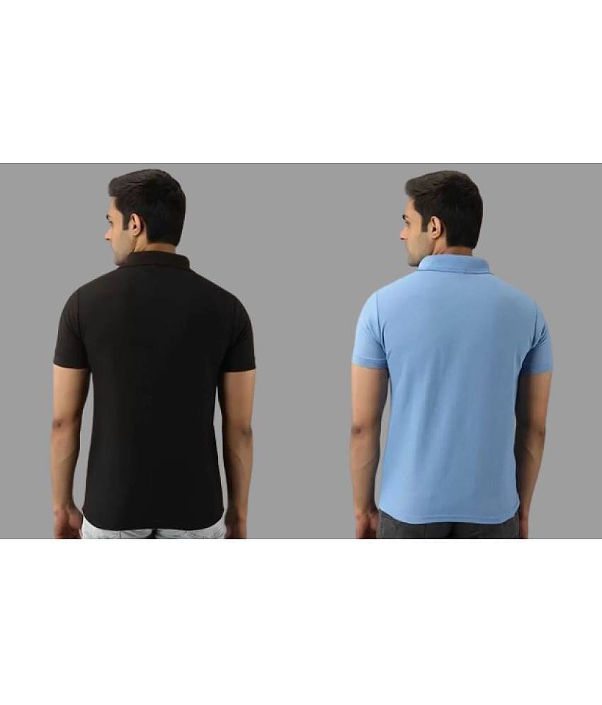 SKYRISE Pack of 2 Cotton Blend Slim Fit Solid Half Sleeves Men's Polo T Shirt ( Multicolor )