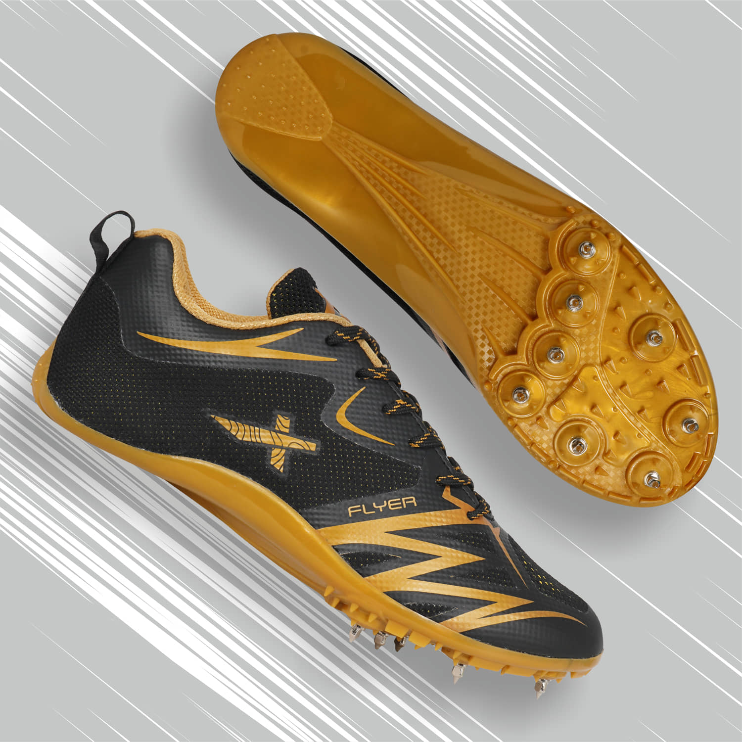 Vector X FLYER SPIKES Gold Running Shoes Black - Sports Shoes | Buy online on ZillyBuy