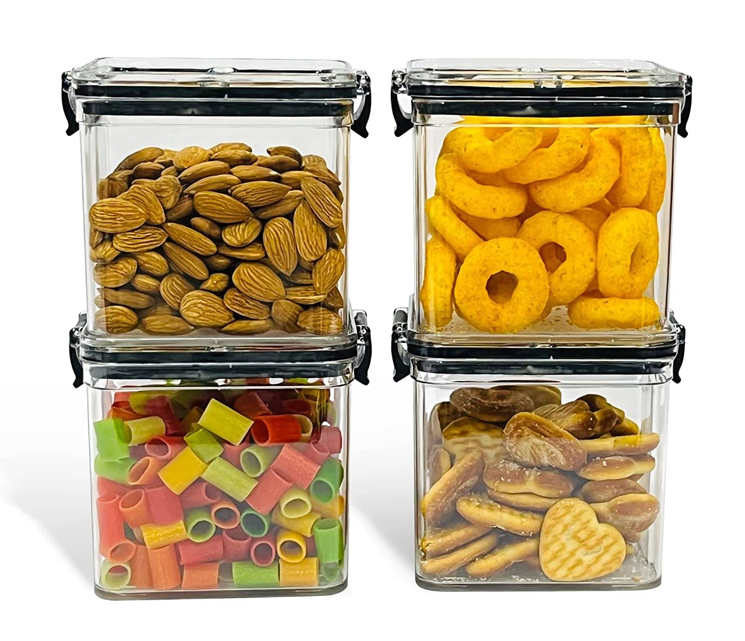     			iview kitchenware - Dal/Pasta/Grocery Black Plastic Cookie Container ( Set of 4 ) - 550 ml