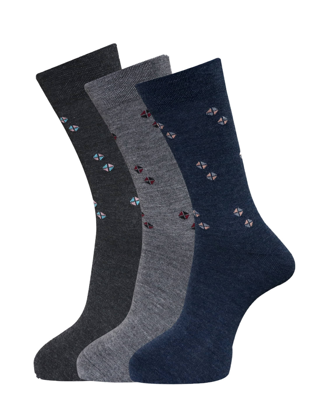     			Dollar - Woollen Men's Self Design Multicolor Mid Length Socks ( Pack of 3 )
