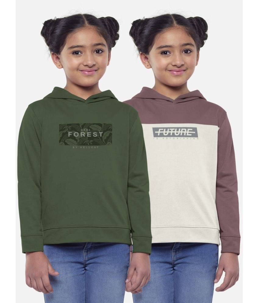     			HELLCAT Pack of 2 Girls Cotton Blend Sweatshirt ( Multi Color )