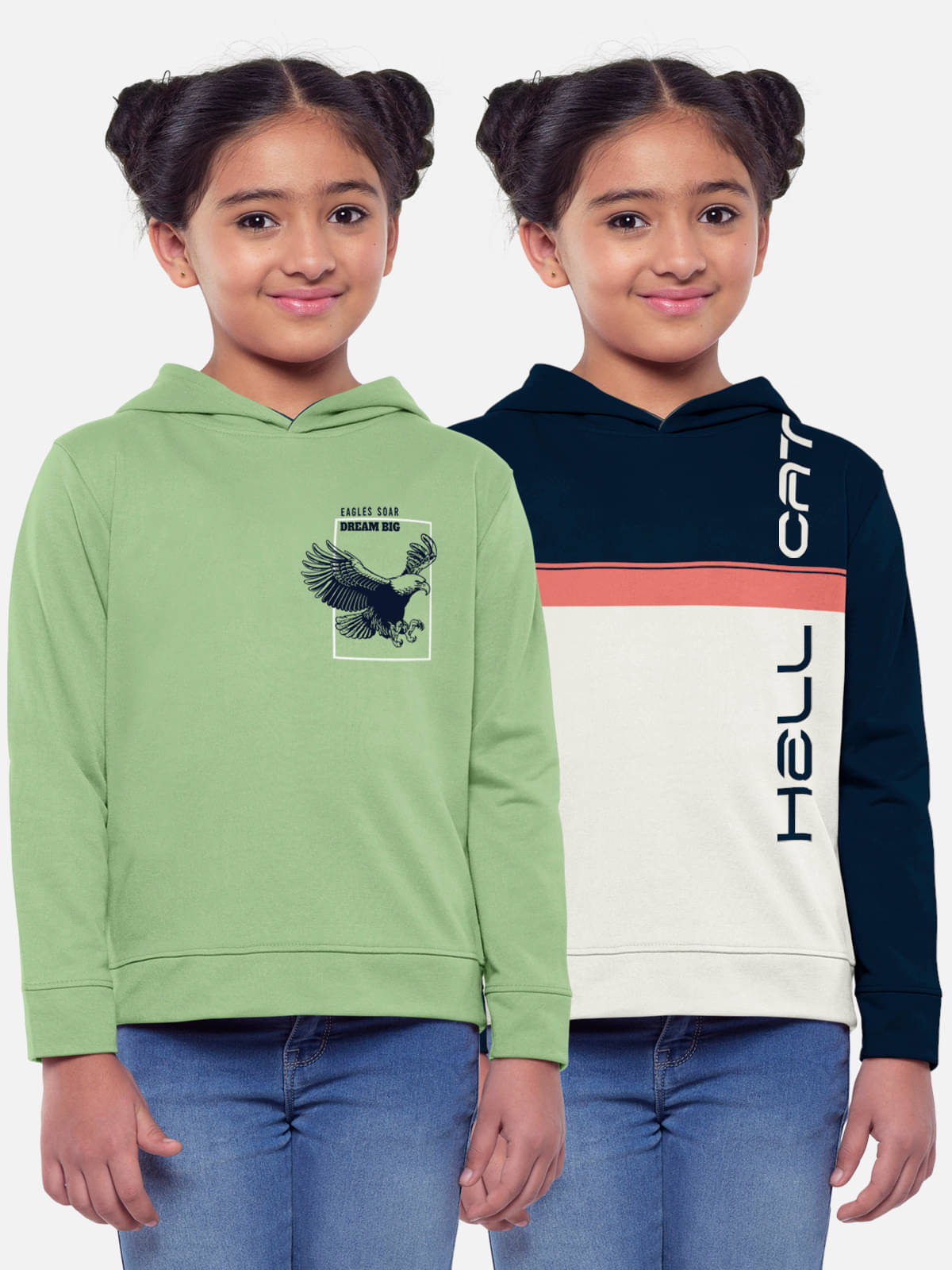     			HELLCAT Pack of 2 Girls Cotton Blend Sweatshirt ( Multicolor1 )