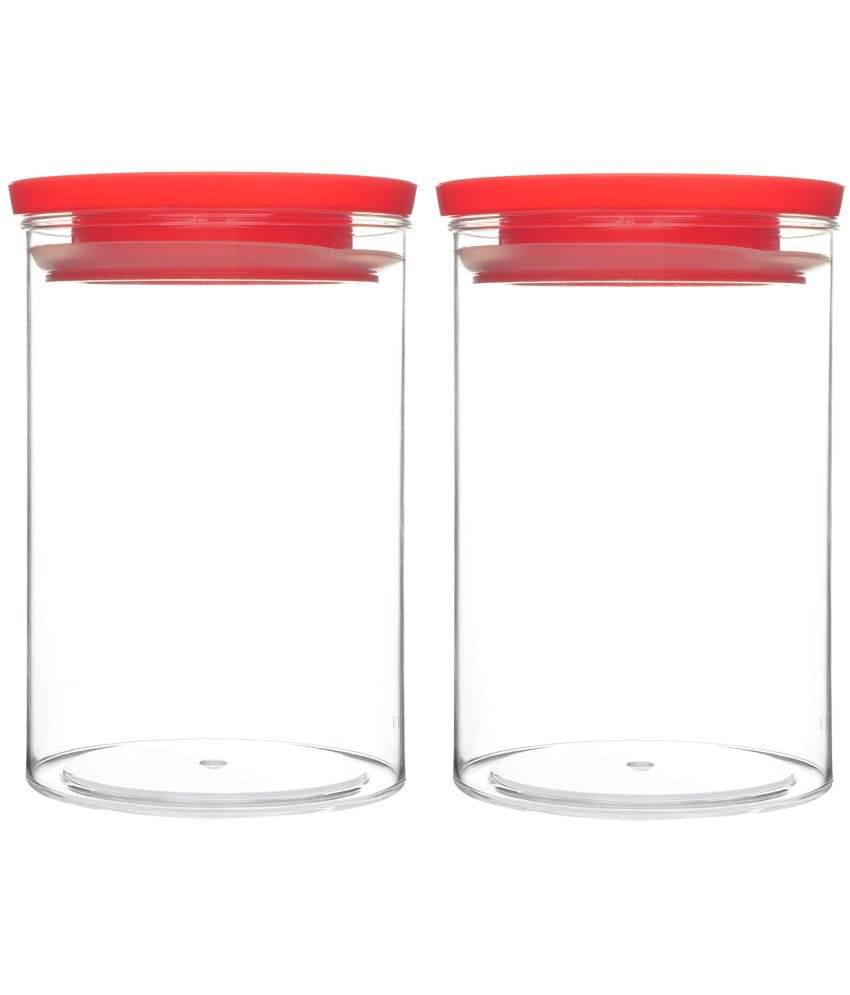    			HomePro - Round Container | Airtight | Silicone Cap | Red | Plastic Utility Container | Set of 2 - 900 ml