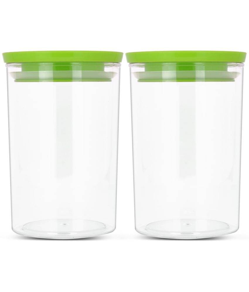     			HomePro - Round Container | Airtight | Silicone Cap | Green | Plastic Utility Container | Set of 2 - 900 ml