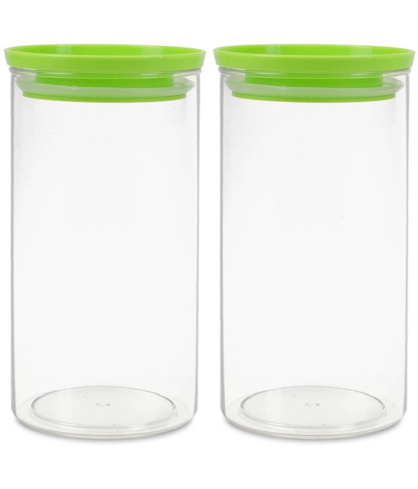     			HomePro - Round Container | Airtight | Silicone Cap | Green | Plastic Utility Container | Set of 2 - 1400 ml