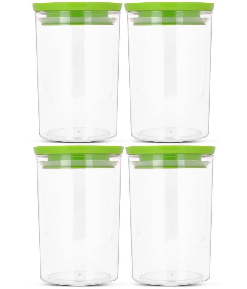     			HomePro - Round Container | Airtight | Silicone Cap | Green | Plastic Utility Container | Set of 4 - 900 ml