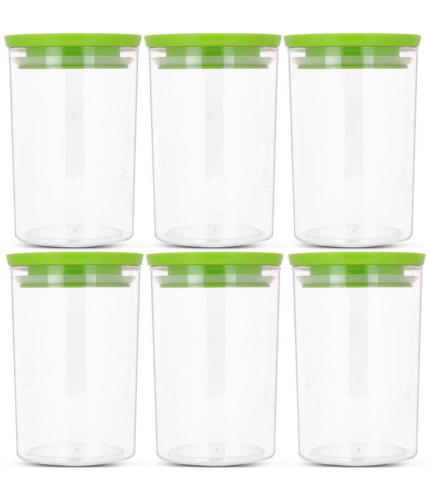     			HomePro - Round Container | Airtight | Silicone Cap | Green | Plastic Utility Container | Set of 6 - 900 ml