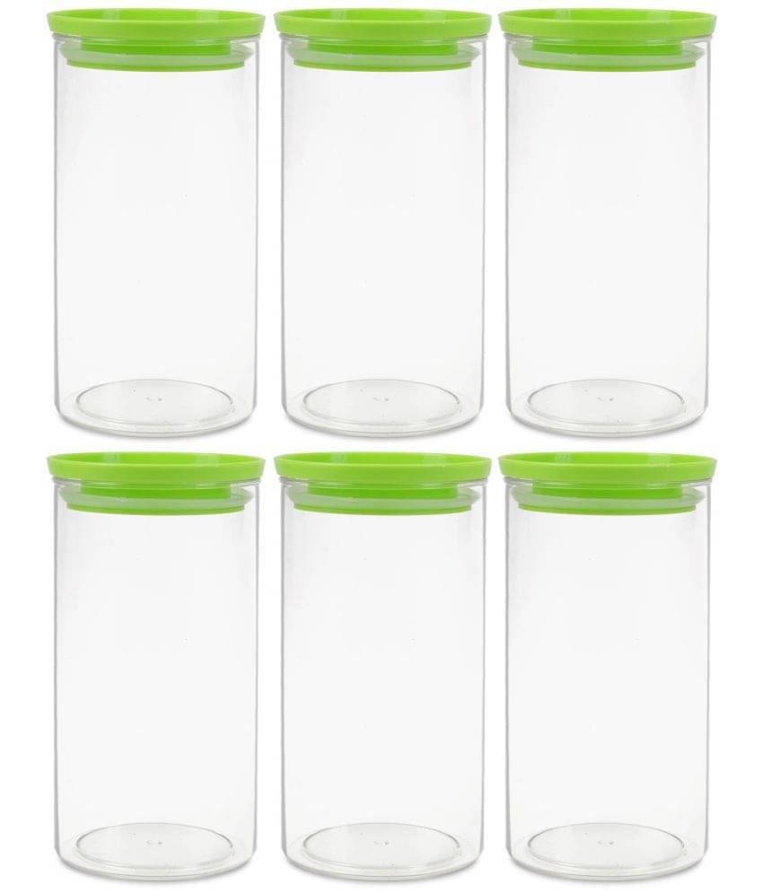     			HomePro - Round Container | Airtight | Silicone Cap | Green | Plastic Utility Container | Set of 6 - 1400 ml