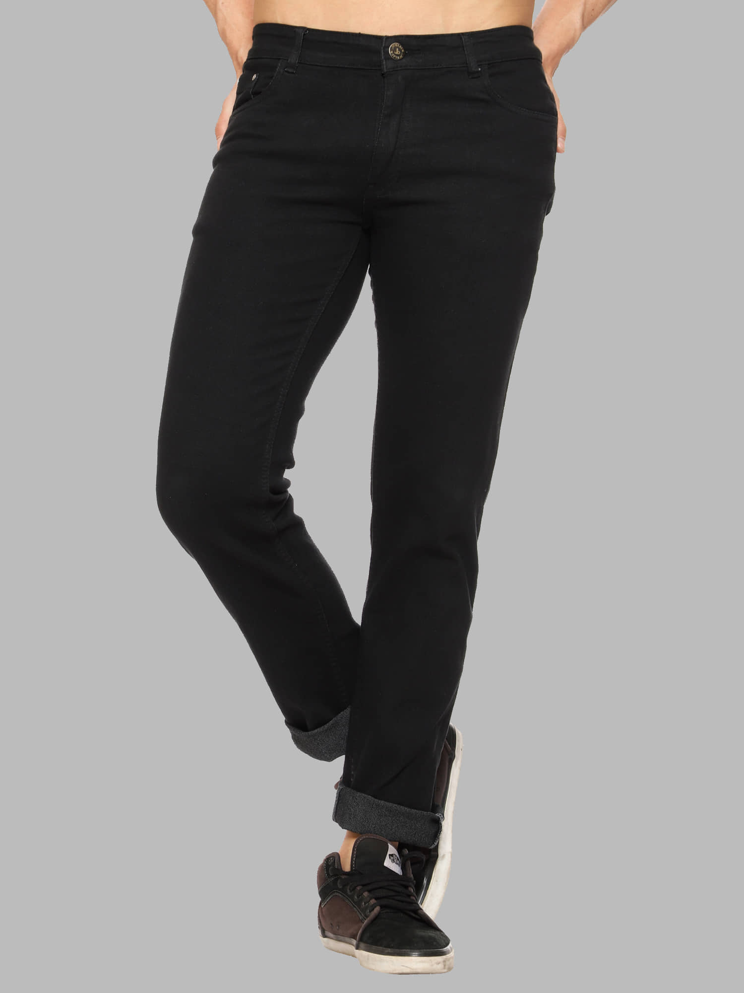 JB JUST BLACK - Black Cotton Blend Regular Fit Men's Jeans ( Pack of 1 ) - Jeans | Buy online on ZillyBuy