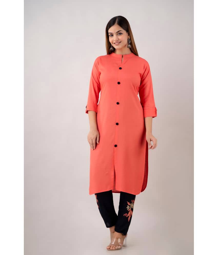 Kapadia - Coral Front Slit Rayon Women's Stitched Salwar Suit ( Pack of 1 )