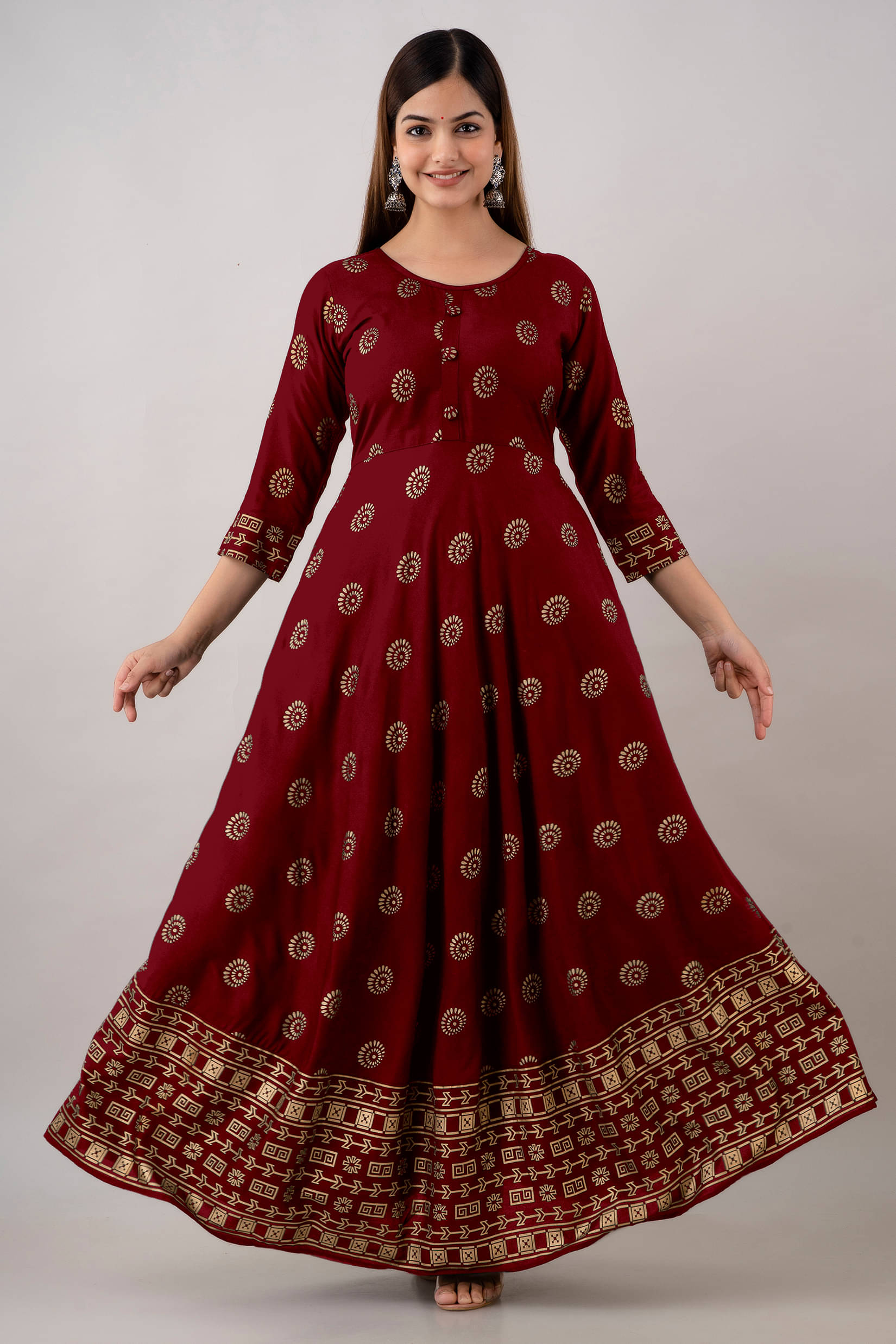 Kapadia - Maroon Rayon Women's Anarkali Kurti ( Pack of 1 ) Kapadia - Maroon Rayon Women's Anarkali Kurti ( Pack of 1 )