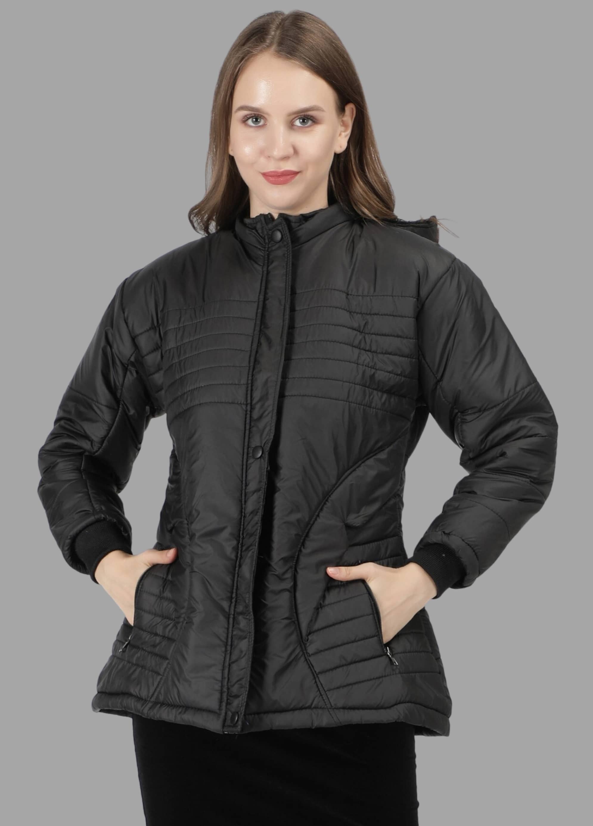 NUEVOSDAMAS - Polyester Blend Beige Hooded Jackets - Jackets & Coats | Buy online on ZillyBuy