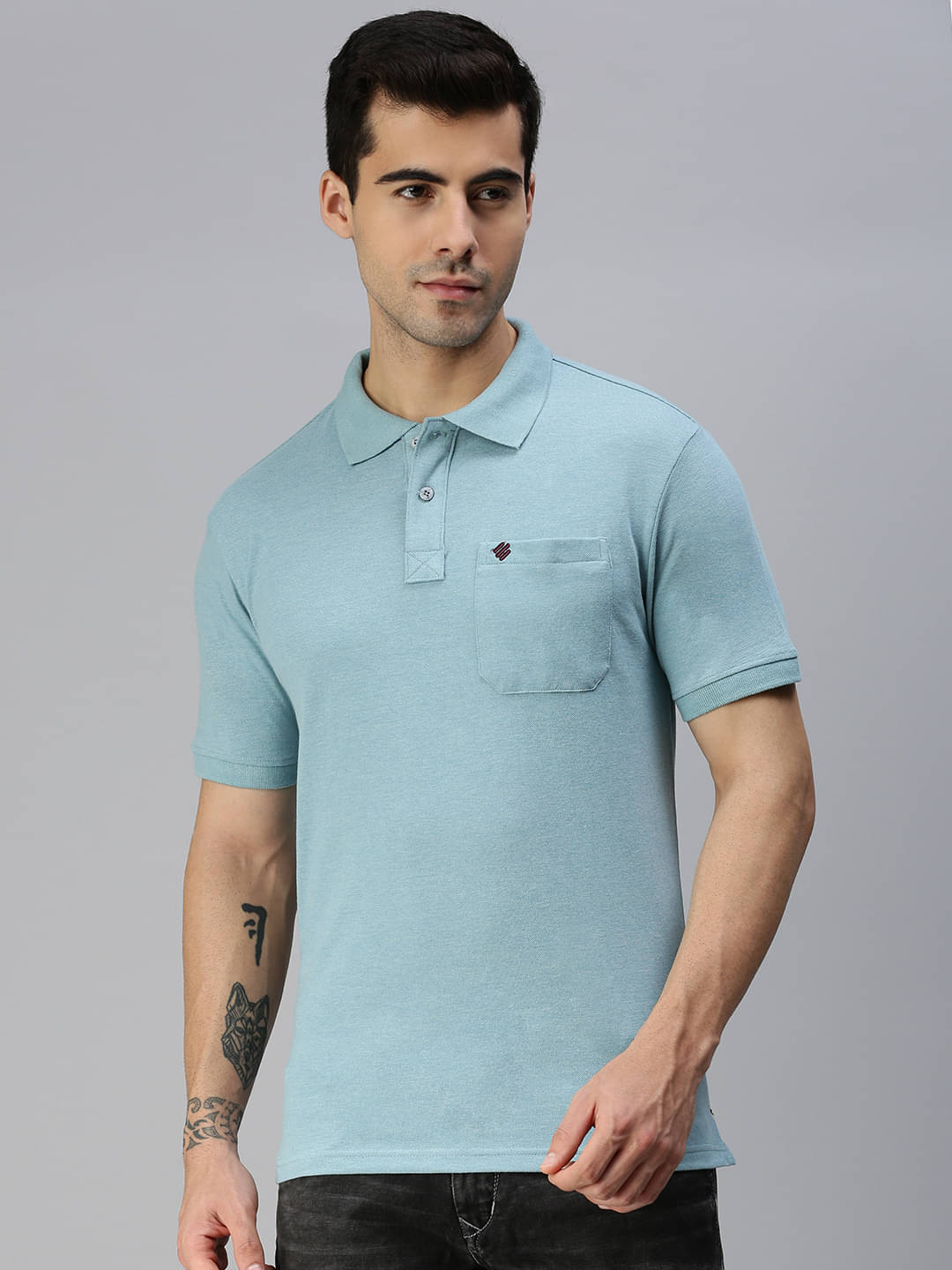 ONN Pack of 1 Cotton Blend Regular Fit Solid Half Sleeves Men's Polo T Shirt ( Aqua ) ONN Pack of 1 Cotton Blend Regular Fit Solid Half Sleeves Men's Polo T Shirt ( Aqua )