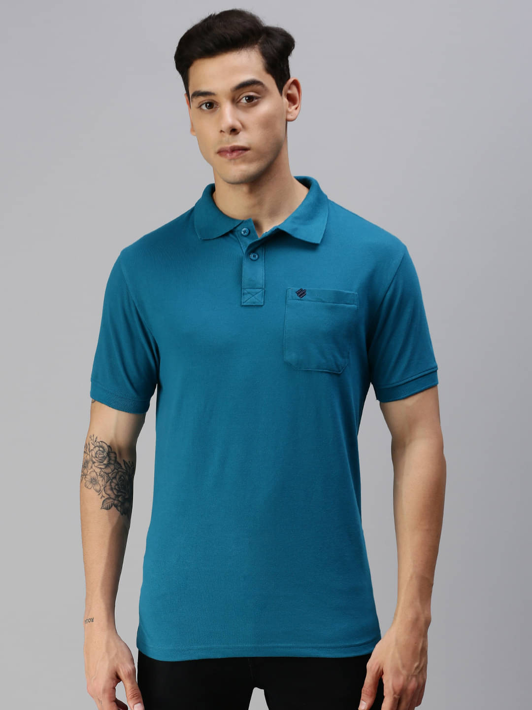     			ONN Pack of 1 Cotton Blend Regular Fit Solid Half Sleeves Men's Polo T Shirt ( Blue )