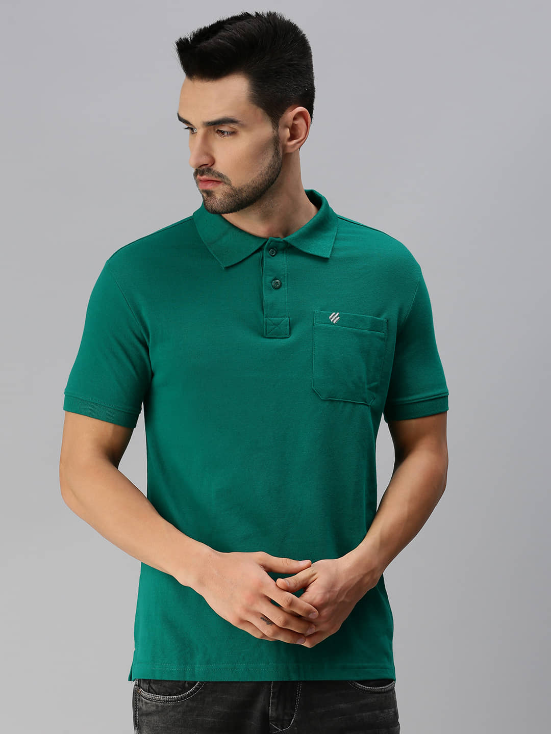 ONN Pack of 1 Cotton Blend Regular Fit Solid Half Sleeves Men's Polo T Shirt ( Green )