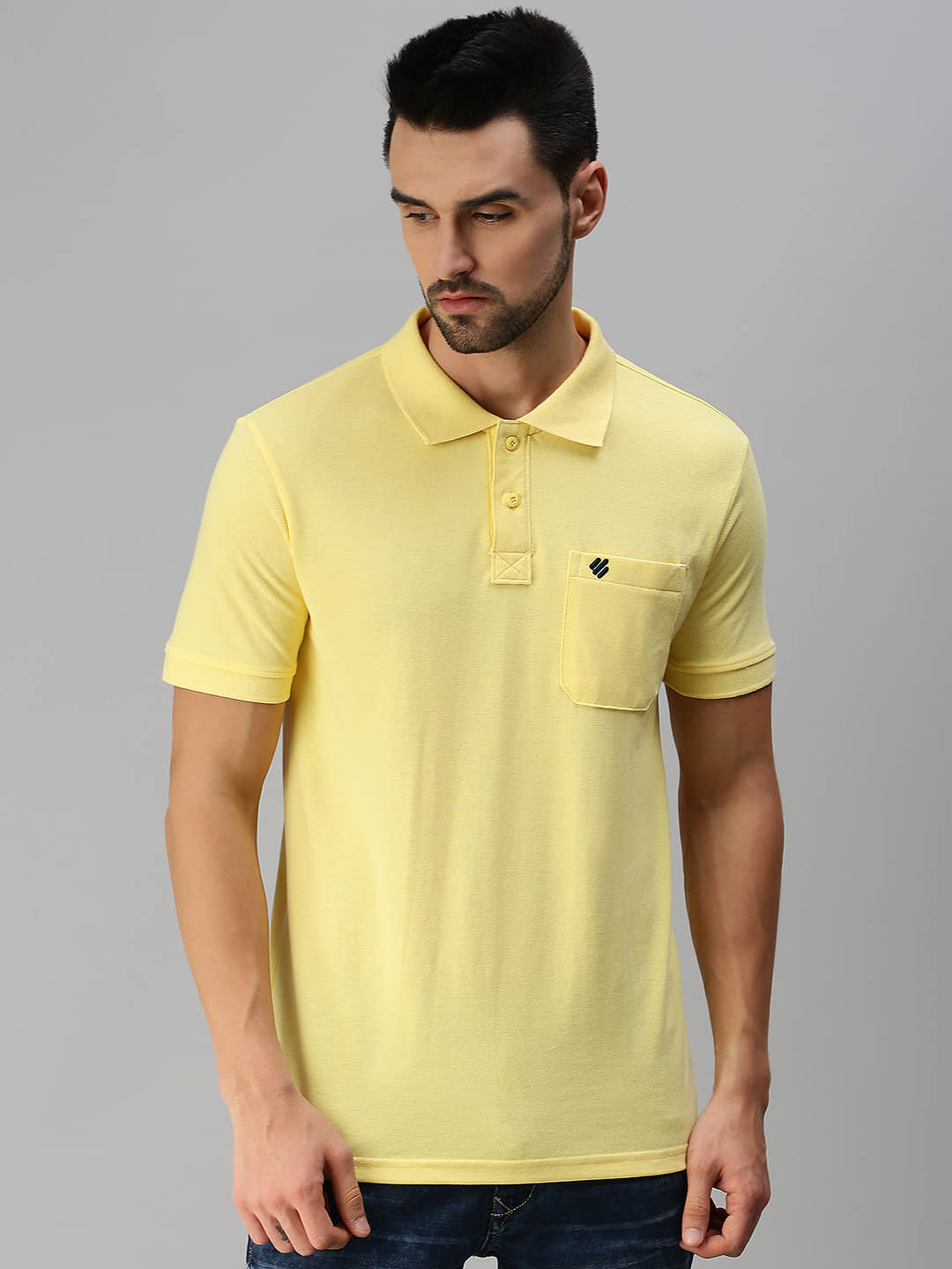 ONN Pack of 1 Cotton Blend Regular Fit Solid Half Sleeves Men's Polo T Shirt ( Yellow )