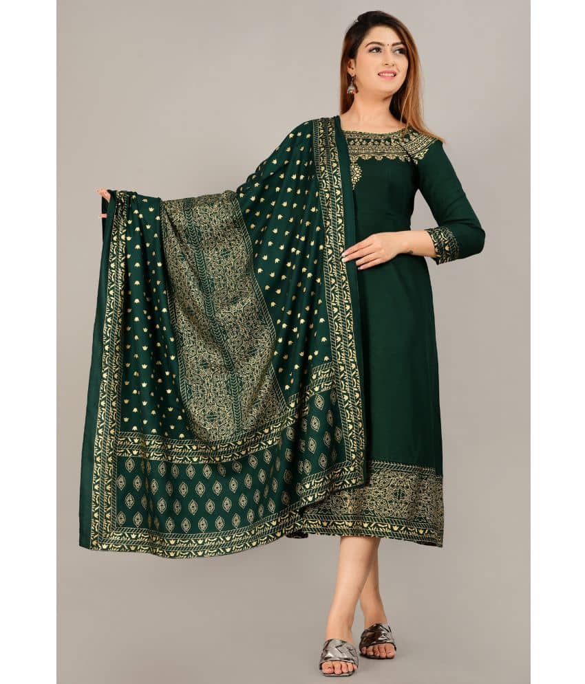 Smien - Green Rayon Women's A-line Kurti ( Pack of 1 ) - Kurtis, Tunics | Buy online on ZillyBuy
