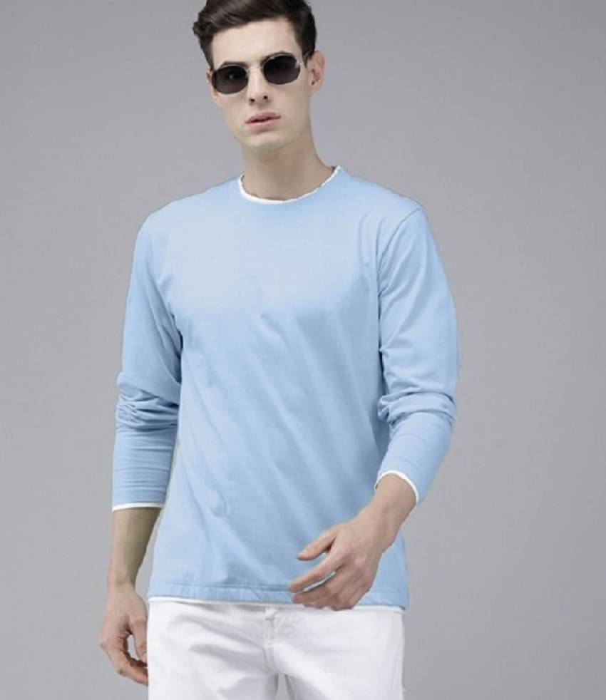 The Dry State - Light Blue Cotton Regular Fit Men's T-Shirt ( Pack of 1 ) The Dry State - Light Blue Cotton Regular Fit Men's T-Shirt ( Pack of 1 )