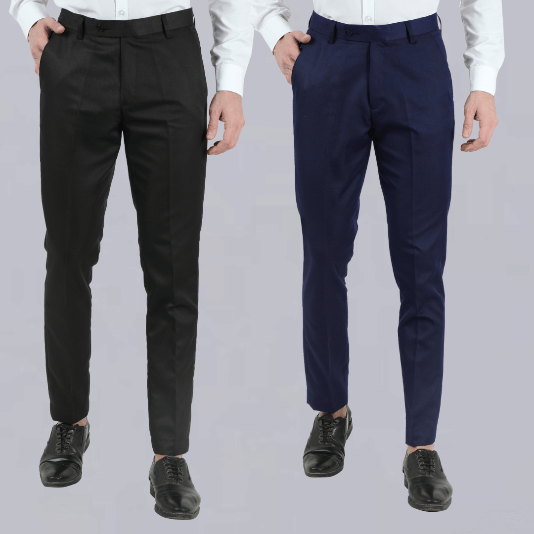     			VEI SASTRE Multicolored Slim Formal Trouser ( Pack of 2 )