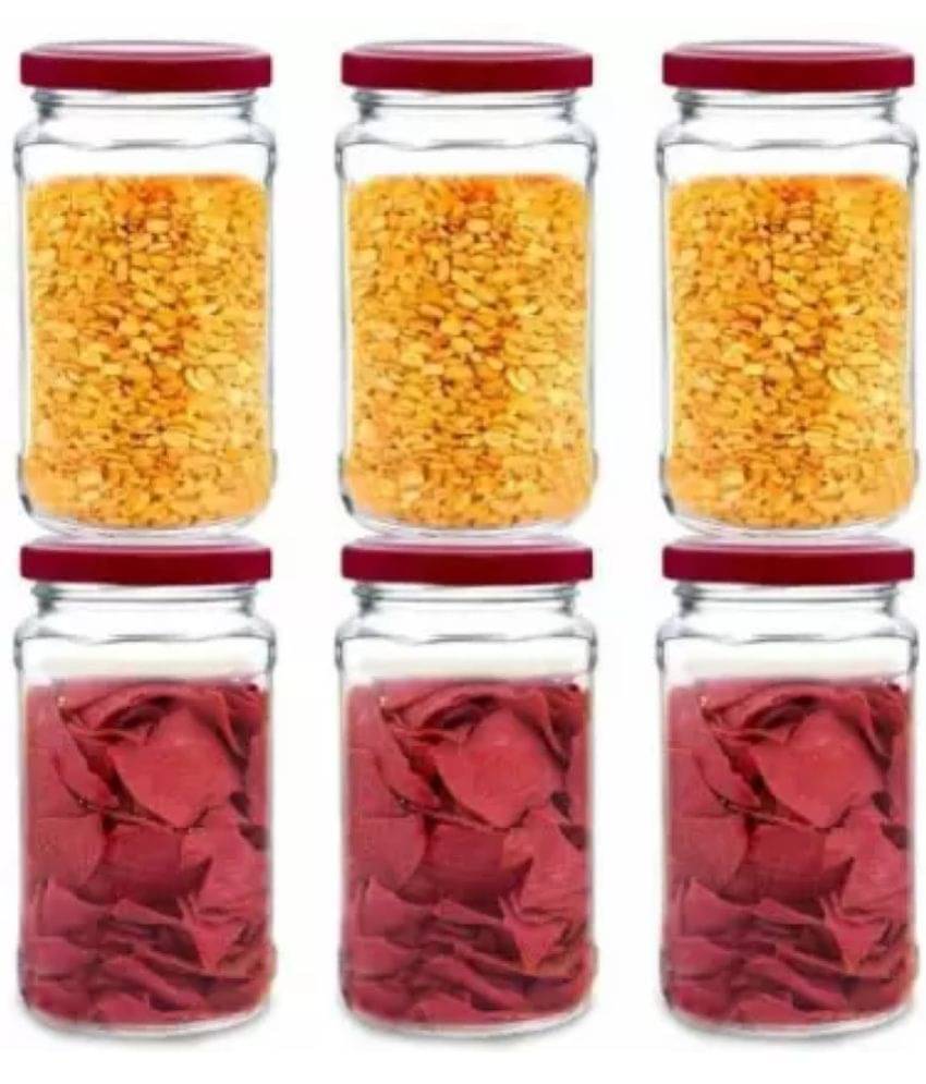     			skwaion Glass Red Dal Container ( Set of 6 )