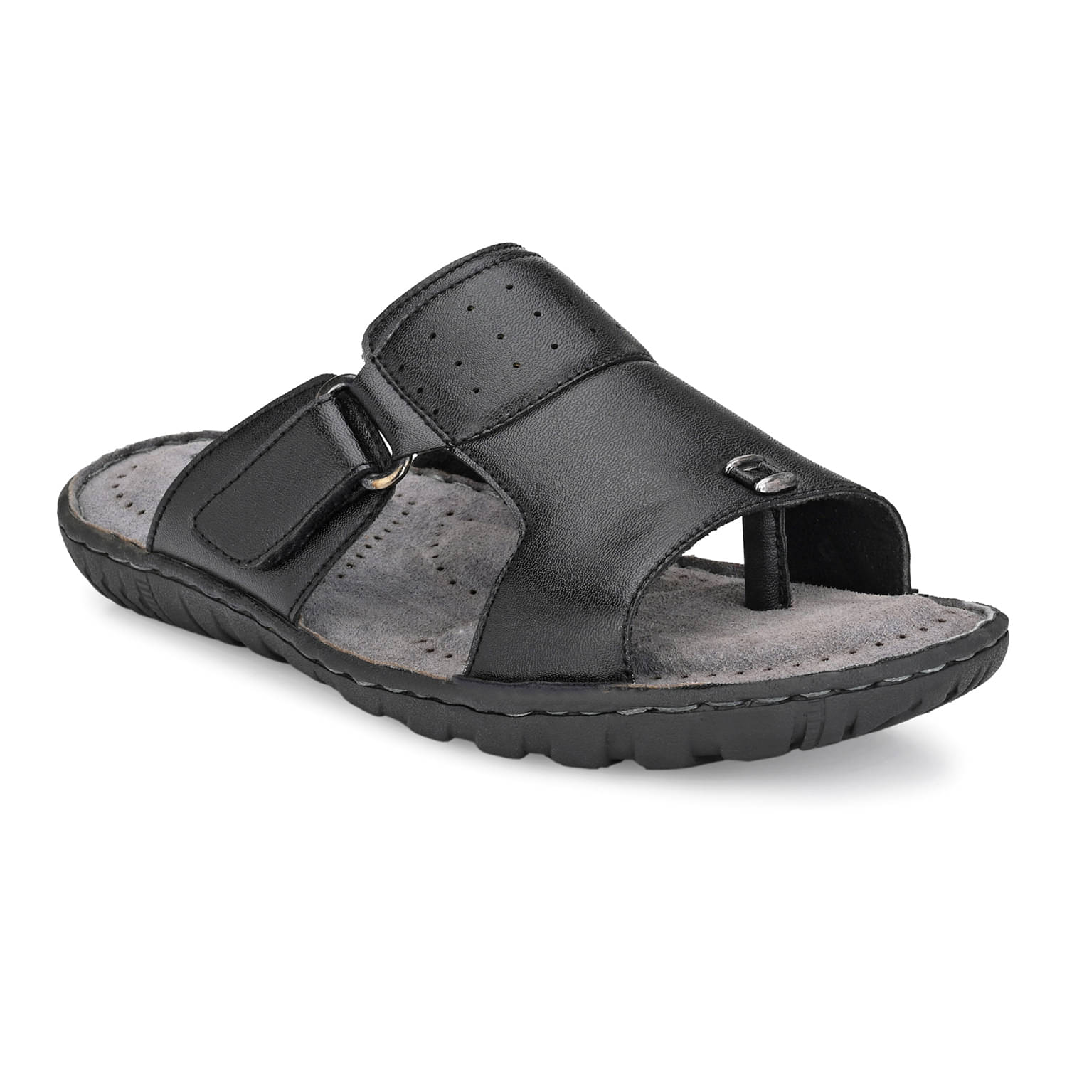    			softio - Black Men's Leather Slipper