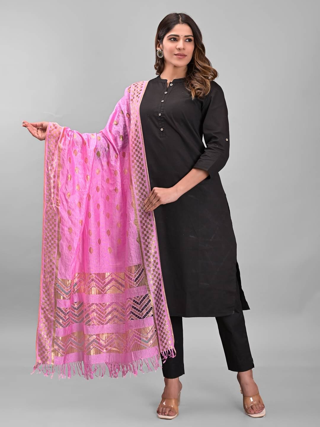     			Apratim - Pink Silk Women's Dupatta - ( Pack of 1 )