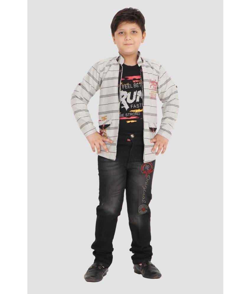     			Arshia Fashions Pack of 1 Boys Cotton T-Shirt & Jeans Set ( Black )