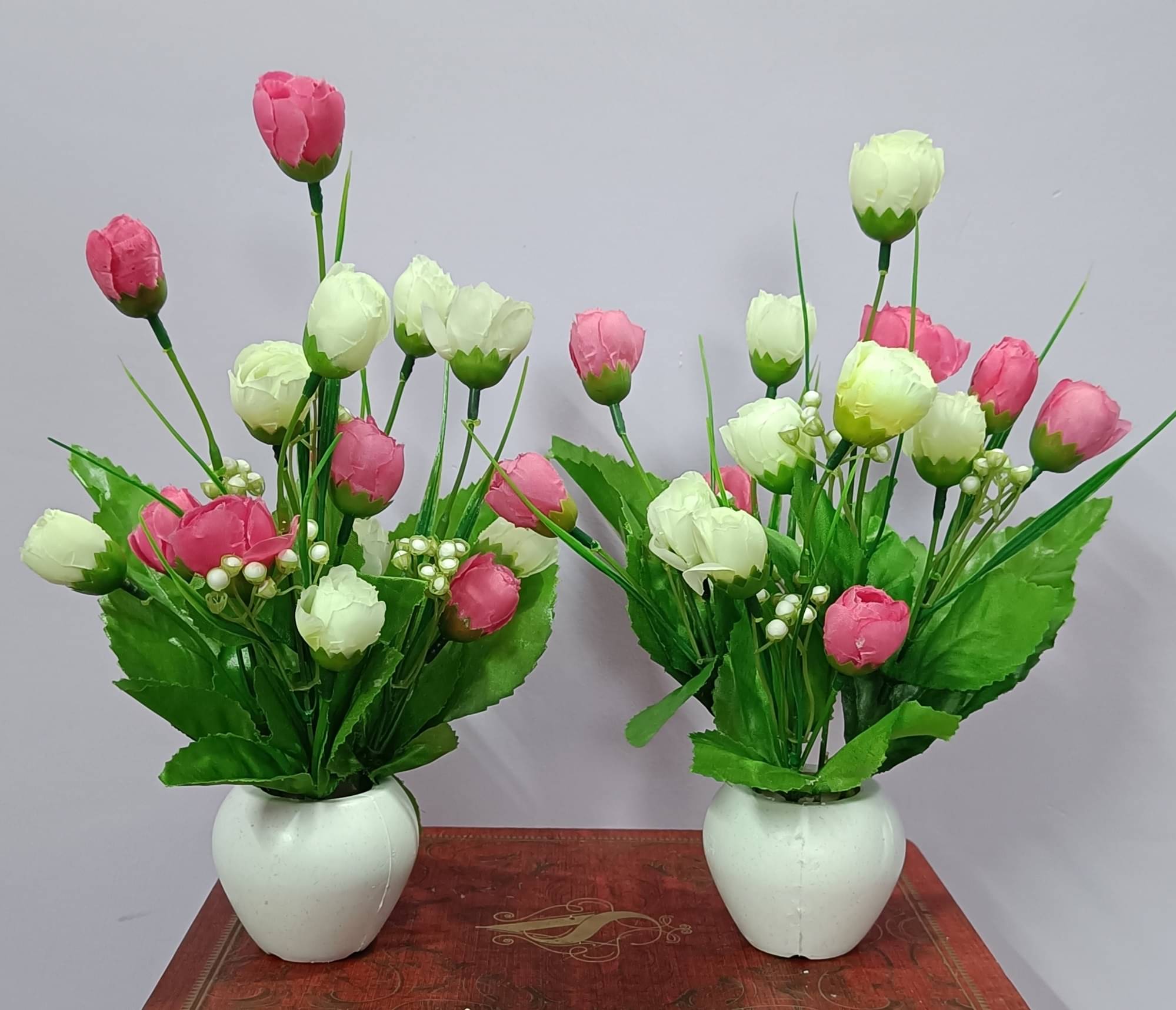     			BAARIG - Pink Rose Artificial Flower ( Pack of 2 )