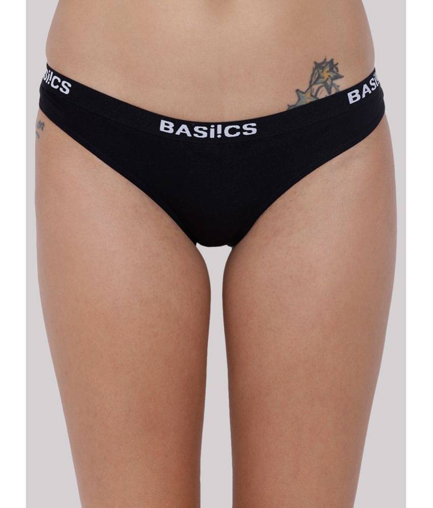 BASIICS By La Intimo Cotton Lycra Solid Women's Bikini ( Black ) BCPBR08 BASIICS By La Intimo Cotton Lycra Solid Women's Bikini ( Black ) BCPBR08