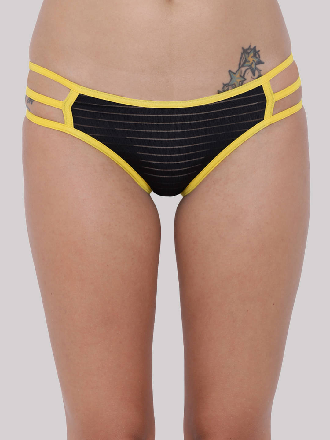BASIICS By La Intimo Polyester Striped Women's Bikini ( Black ) BCPBK04 BASIICS By La Intimo Polyester Striped Women's Bikini ( Black ) BCPBK04
