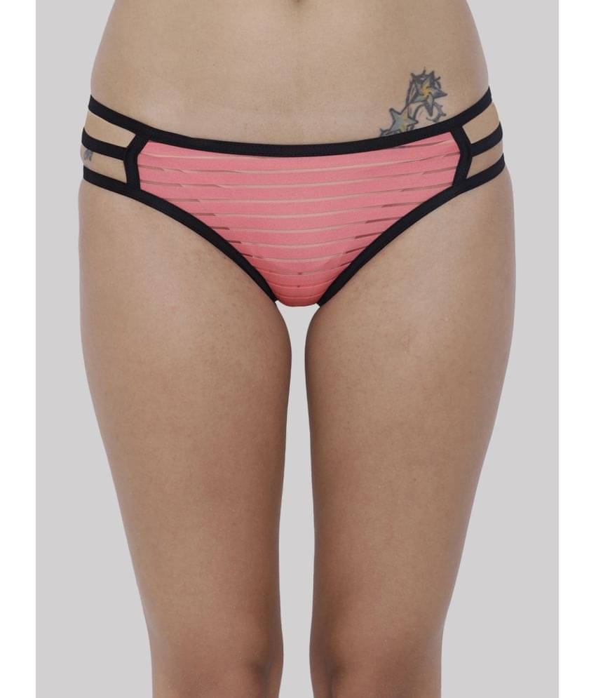     			BASIICS By La Intimo Polyester Striped Women's Hipster ( Coral ) BCPBK04
